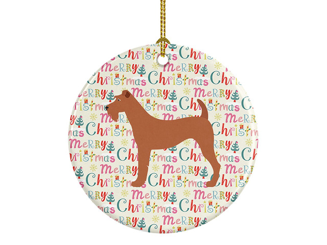 Irish Terrier Merry Christmas Ceramic Ornament Christmas Tree Hanging Decorations for Home Christmas Holiday, Party, Gift, 3 in, Multicolor
