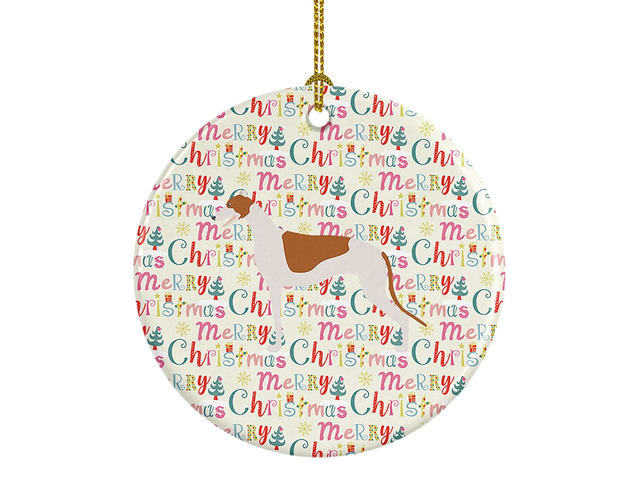 Greyhound Merry Christmas Ceramic Ornament Christmas Tree Hanging Decorations for Home Christmas Holiday, Party, Gift, 3 in, Multicolor