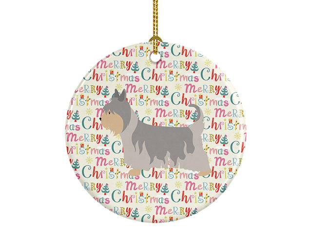 Australian Silky Terrier Merry Christmas Ceramic Ornament Christmas Tree Hanging Decorations for Home Christmas Holiday, Party, Gift, 3 in, Multicolor