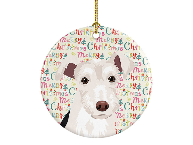 Schnauzer Parti Christmas Ceramic Ornament Christmas Tree Hanging Decorations for Home Christmas Holiday, Party, Gift, 3 in, Multicolor