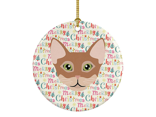 Chausie Cat Christmas Ceramic Ornament Christmas Tree Hanging Decorations for Home Christmas Holiday, Party, Gift, 3 in, Multicolor
