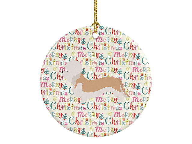 Dandie Dinmont Terrier Merry Christmas Ceramic Ornament Christmas Tree Hanging Decorations for Home Christmas Holiday, Party, Gift, 3 in, Multicolor