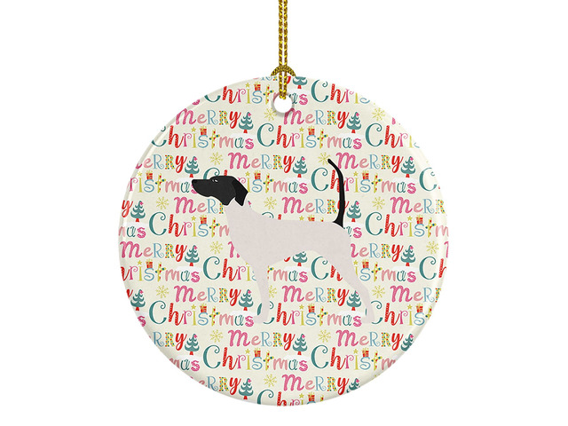 English Pointer Merry Christmas Ceramic Ornament Christmas Tree Hanging Decorations for Home Christmas Holiday, Party, Gift, 3 in, Multicolor
