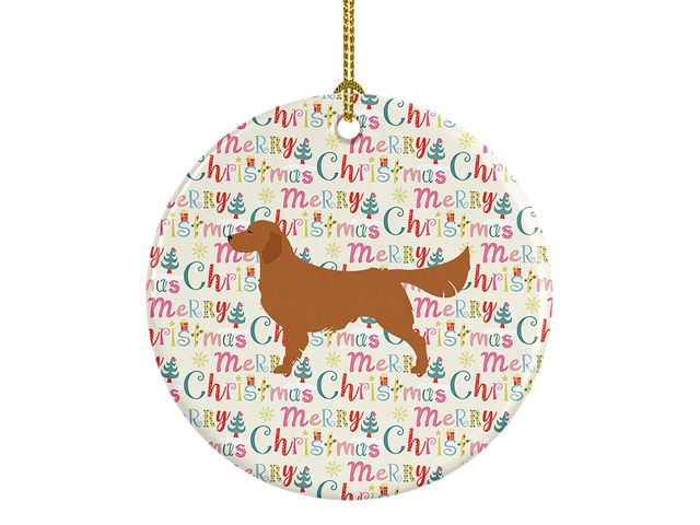 Golden Retriever Merry Christmas Ceramic Ornament Christmas Tree Hanging Decorations for Home Christmas Holiday, Party, Gift, 3 in, Multicolor