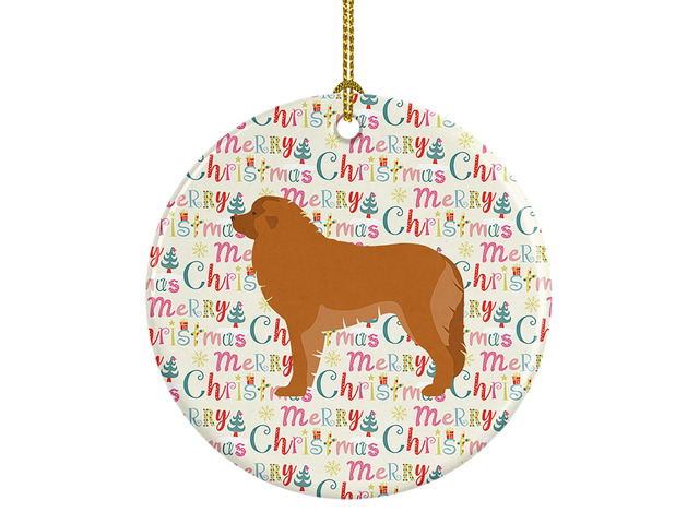 Leonberger Merry Christmas Ceramic Ornament Christmas Tree Hanging Decorations for Home Christmas Holiday, Party, Gift, 3 in, Multicolor