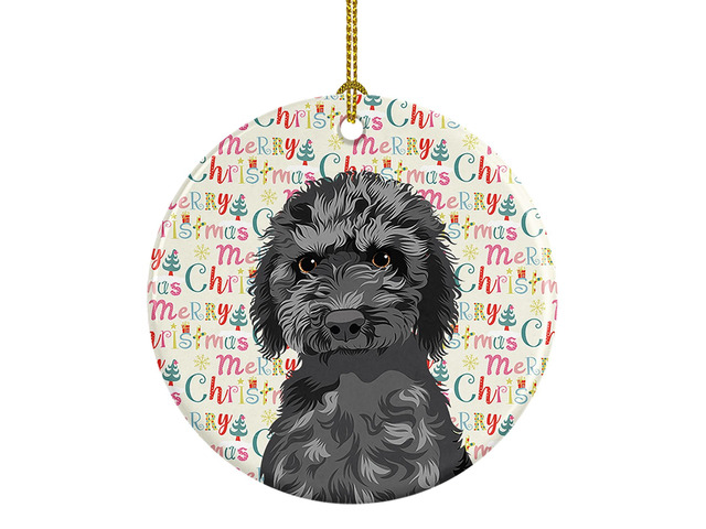 Doodle Black #2 Christmas Ceramic Ornament Christmas Tree Hanging Decorations for Home Christmas Holiday, Party, Gift, 3 in, Multicolor