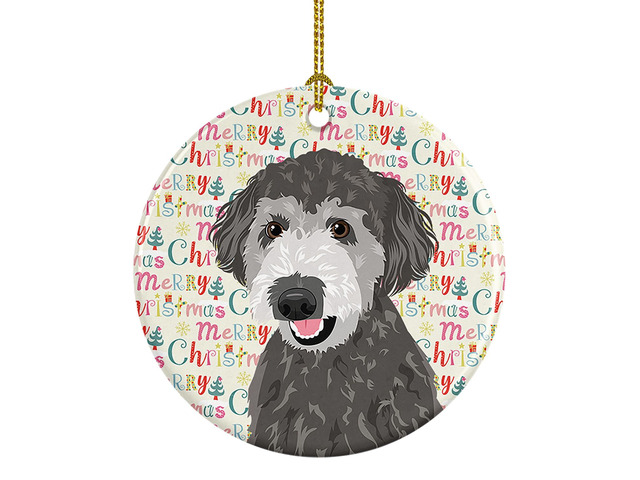 Doodle Silver #2 Christmas Ceramic Ornament Christmas Tree Hanging Decorations for Home Christmas Holiday, Party, Gift, 3 in, Multicolor