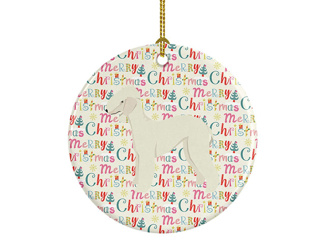 Bedlington Terrier Merry Christmas Ceramic Ornament Christmas Tree Hanging Decorations for Home Christmas Holiday, Party, Gift, 3 in, Multicolor