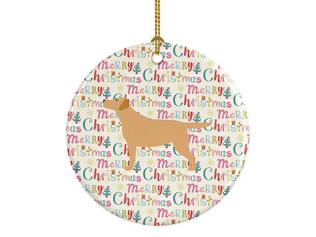 Yellow Labrador Retriever Merry Christmas Ceramic Ornament Christmas Tree Hanging Decorations for Home Christmas Holiday, Party, Gift, 3 in,...