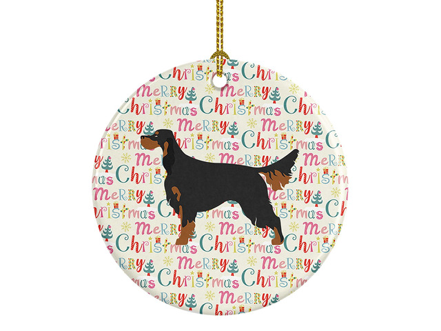 Gordon Setter Merry Christmas Ceramic Ornament Christmas Tree Hanging Decorations for Home Christmas Holiday, Party, Gift, 3 in, Multicolor