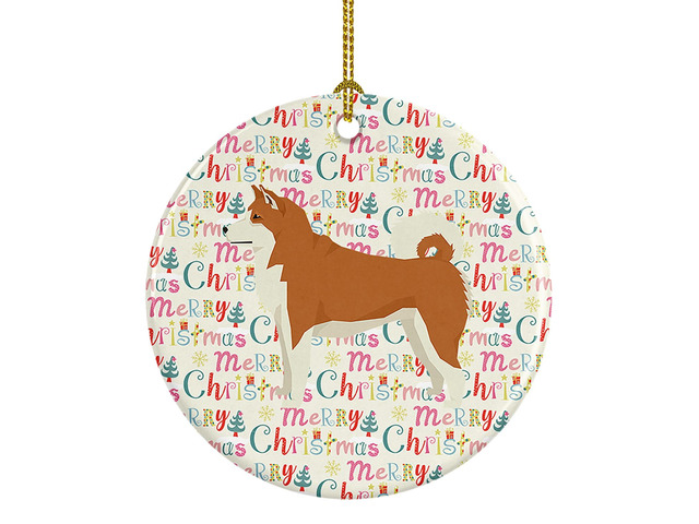 Akita Merry Christmas Ceramic Ornament Christmas Tree Hanging Decorations for Home Christmas Holiday, Party, Gift, 3 in, Multicolor