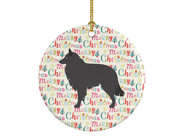 Groenendael Belgian Shepherd Ceramic Ornament Christmas Tree Hanging Decorations for Home Christmas Holiday, Party, Gift, 3 in, Multicolor