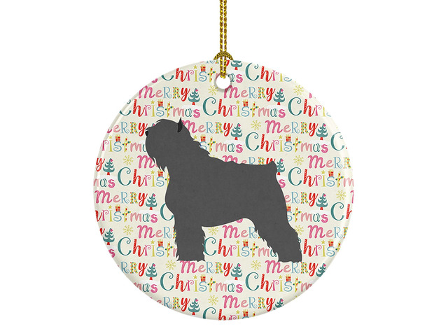 Bouvier des Flandres Merry Christmas Ceramic Ornament Christmas Tree Hanging Decorations for Home Christmas Holiday, Party, Gift, 3 in, Multicolor