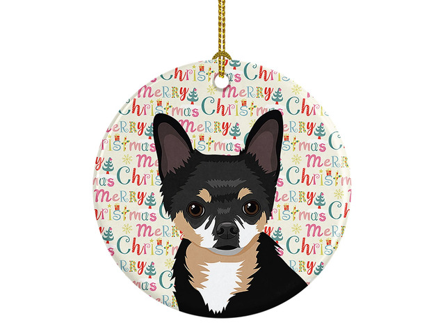 Chihuahua Tricolor #2 Christmas Ceramic Ornament Christmas Tree Hanging Decorations for Home Christmas Holiday, Party, Gift, 3 in, Multicolor