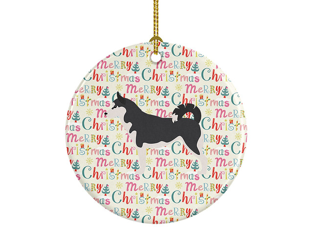 Siberian Husky Merry Christmas Ceramic Ornament Christmas Tree Hanging Decorations for Home Christmas Holiday, Party, Gift, 3 in, Multicolor