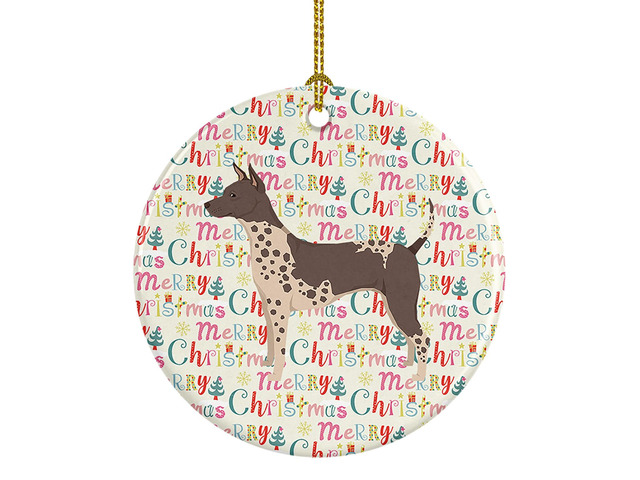 American Hairless Terrier Merry Christmas Ceramic Ornament Christmas Tree Hanging Decorations for Home Christmas Holiday, Party, Gift, 3 in,...