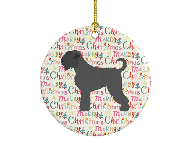Black Russian Terrier Merry Christmas Ceramic Ornament Christmas Tree Hanging Decorations for Home Christmas Holiday, Party, Gift, 3 in, Multicolor