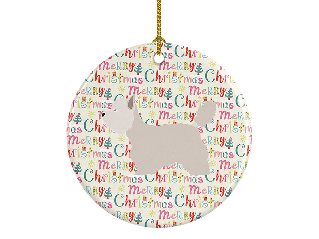 Westie Merry Christmas Ceramic Ornament Christmas Tree Hanging Decorations for Home Christmas Holiday, Party, Gift, 3 in, Multicolor