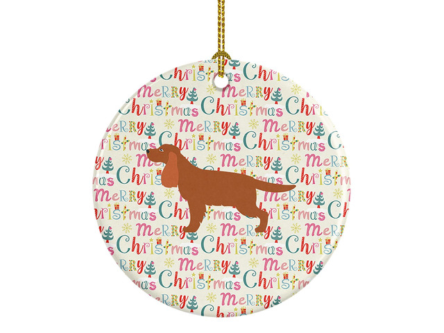 English Cocker Spaniel Merry Christmas Ceramic Ornament Christmas Tree Hanging Decorations for Home Christmas Holiday, Party, Gift, 3 in, Multicolor