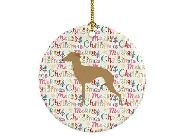 Italian Greyhound Merry Christmas Ceramic Ornament Christmas Tree Hanging Decorations for Home Christmas Holiday, Party, Gift, 3 in, Multicolor