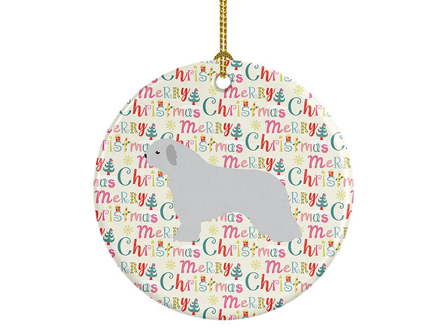 Spanish Water Dog Merry Christmas Ceramic Ornament Christmas Tree Hanging Decorations for Home Christmas Holiday, Party, Gift, 3 in, Multicolor