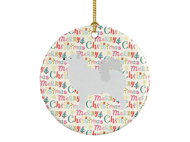 Samoyed Merry Christmas Ceramic Ornament Christmas Tree Hanging Decorations for Home Christmas Holiday, Party, Gift, 3 in, Multicolor