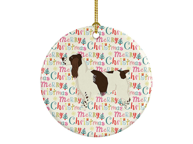 English Springer Spaniel Merry Christmas Ceramic Ornament Christmas Tree Hanging Decorations for Home Christmas Holiday, Party, Gift, 3 in, Multicolor