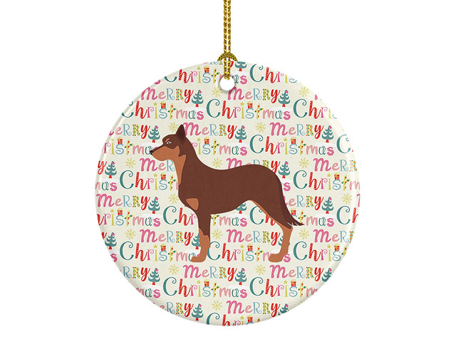 Australian Kelpie Dog Merry Christmas Ceramic Ornament Christmas Tree Hanging Decorations for Home Christmas Holiday, Party, Gift, 3 in, Multicolor