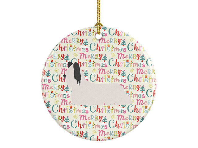Skye Terrier Merry Christmas Ceramic Ornament Christmas Tree Hanging Decorations for Home Christmas Holiday, Party, Gift, 3 in, Multicolor