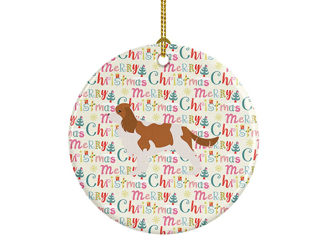 Cavalier King Charles Spaniel Merry Christmas Ceramic Ornament Christmas Tree Hanging Decorations for Home Christmas Holiday, Party, Gift, 3 in,...