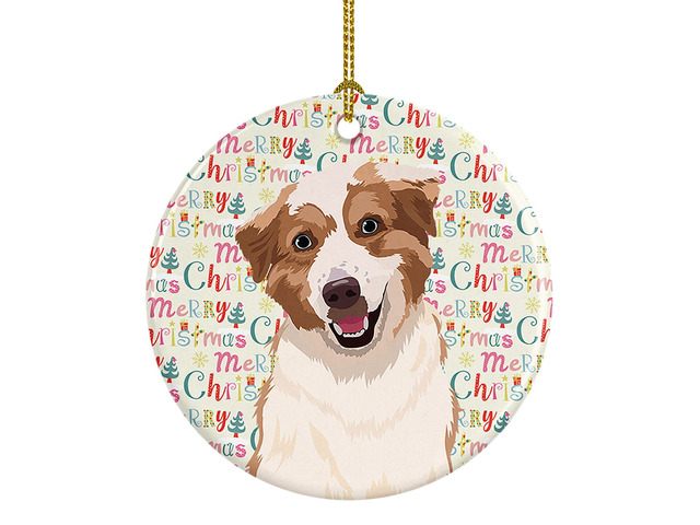 Australian Shepherd Red and White #1 Christmas Ceramic Ornament Christmas Tree Hanging Decorations for Home Christmas Holiday, Party, Gift, 3 in,...