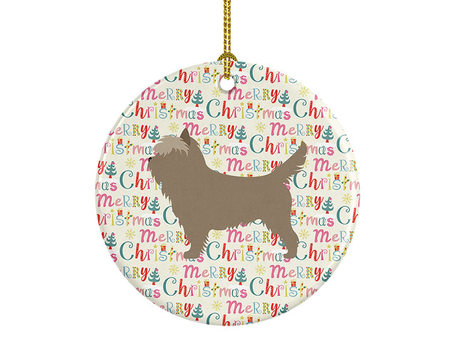 Cairn Terrier Merry Christmas Ceramic Ornament Christmas Tree Hanging Decorations for Home Christmas Holiday, Party, Gift, 3 in, Multicolor