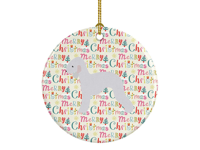 Bedlington Terrier Merry Christmas Ceramic Ornament Christmas Tree Hanging Decorations for Home Christmas Holiday, Party, Gift, 3 in, Multicolor