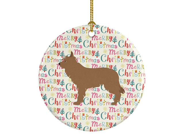 Berger Picard Merry Christmas Ceramic Ornament Christmas Tree Hanging Decorations for Home Christmas Holiday, Party, Gift, 3 in, Multicolor