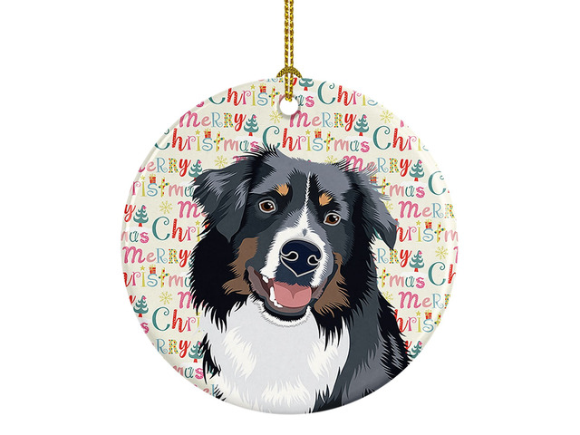 Australian Shepherd Black Tricolor #1 Christmas Ceramic Ornament Christmas Tree Hanging Decorations for Home Christmas Holiday, Party, Gift, 3 in,...
