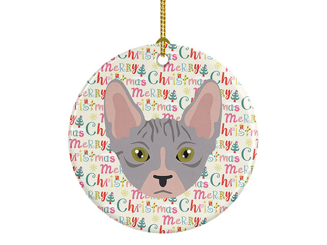 Bambino Cat Christmas Ceramic Ornament Christmas Tree Hanging Decorations for Home Christmas Holiday, Party, Gift, 3 in, Multicolor