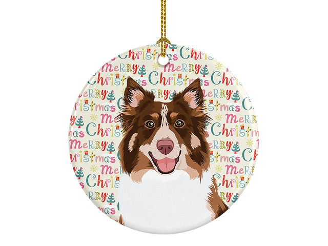 Australian Shepherd Red Tricolor #2 Christmas Ceramic Ornament Christmas Tree Hanging Decorations for Home Christmas Holiday, Party, Gift, 3 in,...