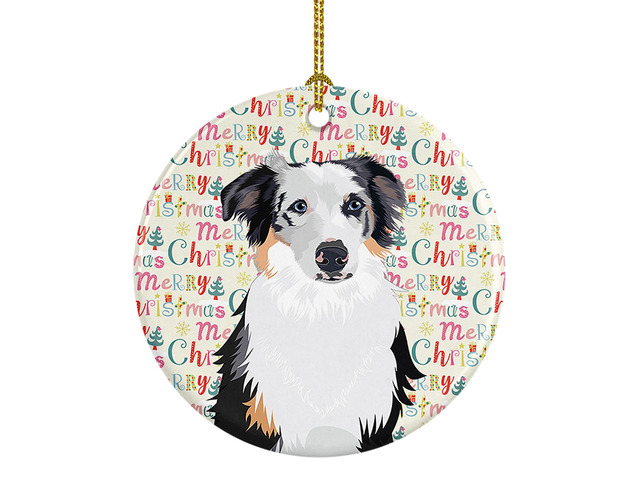 Australian Shepherd Blue Merle #1 Christmas Ceramic Ornament Christmas Tree Hanging Decorations for Home Christmas Holiday, Party, Gift, 3 in,...