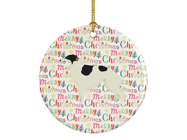 Borzoi Merry Christmas Ceramic Ornament Christmas Tree Hanging Decorations for Home Christmas Holiday, Party, Gift, 3 in, Multicolor