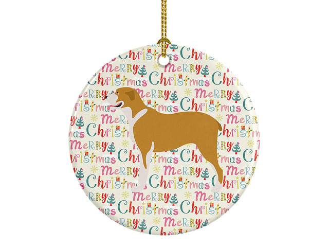 Belgium Mastiff Merry Christmas Ceramic Ornament Christmas Tree Hanging Decorations for Home Christmas Holiday, Party, Gift, 3 in, Multicolor