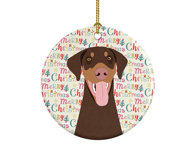 Doberman Pinscher Red and Rust Natural Ears #1 Christmas Ceramic Ornament Christmas Tree Hanging Decorations for Home Christmas Holiday, Party,...