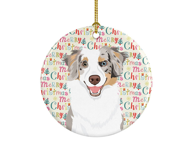 Australian Shepherd Red Merle Tricolor #1 Christmas Ceramic Ornament Christmas Tree Hanging Decorations for Home Christmas Holiday, Party, Gift, 3...