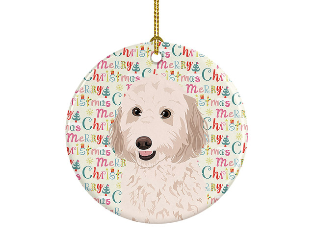 Doodle Cream #1 Christmas Ceramic Ornament Christmas Tree Hanging Decorations for Home Christmas Holiday, Party, Gift, 3 in, Multicolor