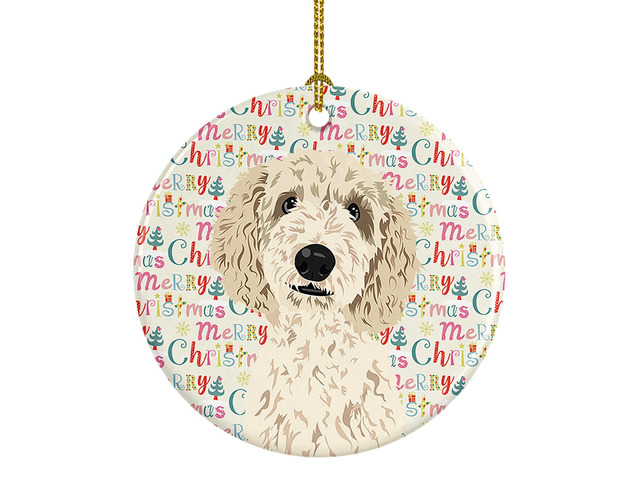 Doodle Cream #7 Christmas Ceramic Ornament Christmas Tree Hanging Decorations for Home Christmas Holiday, Party, Gift, 3 in, Multicolor
