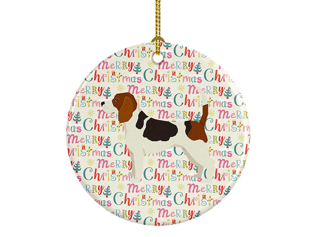 Beagle Merry Christmas Ceramic Ornament Christmas Tree Hanging Decorations for Home Christmas Holiday, Party, Gift, 3 in, Multicolor