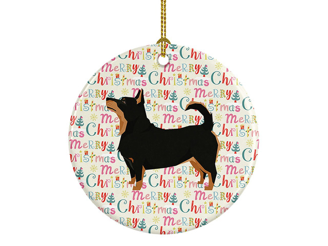 Lancashire Terrier Merry Christmas Ceramic Ornament Christmas Tree Hanging Decorations for Home Christmas Holiday, Party, Gift, 3 in, Multicolor