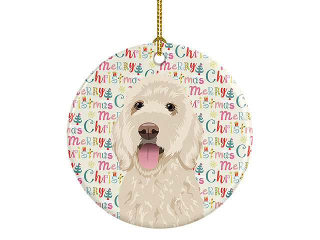Doodle Cream #5 Christmas Ceramic Ornament Christmas Tree Hanging Decorations for Home Christmas Holiday, Party, Gift, 3 in, Multicolor