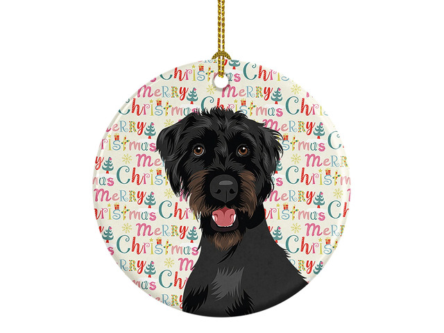 Doodle Black and Tan Christmas Ceramic Ornament Christmas Tree Hanging Decorations for Home Christmas Holiday, Party, Gift, 3 in, Multicolor