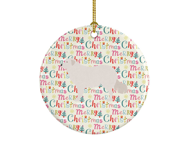 Kuvasz Merry Christmas Ceramic Ornament Christmas Tree Hanging Decorations for Home Christmas Holiday, Party, Gift, 3 in, Multicolor
