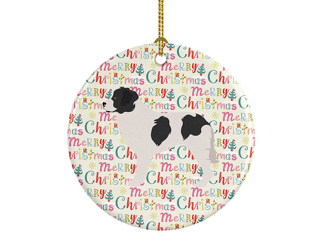 Landseer Merry Christmas Ceramic Ornament Christmas Tree Hanging Decorations for Home Christmas Holiday, Party, Gift, 3 in, Multicolor